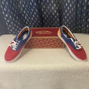 Multicolored vans that tie up easy for taking a walk around town